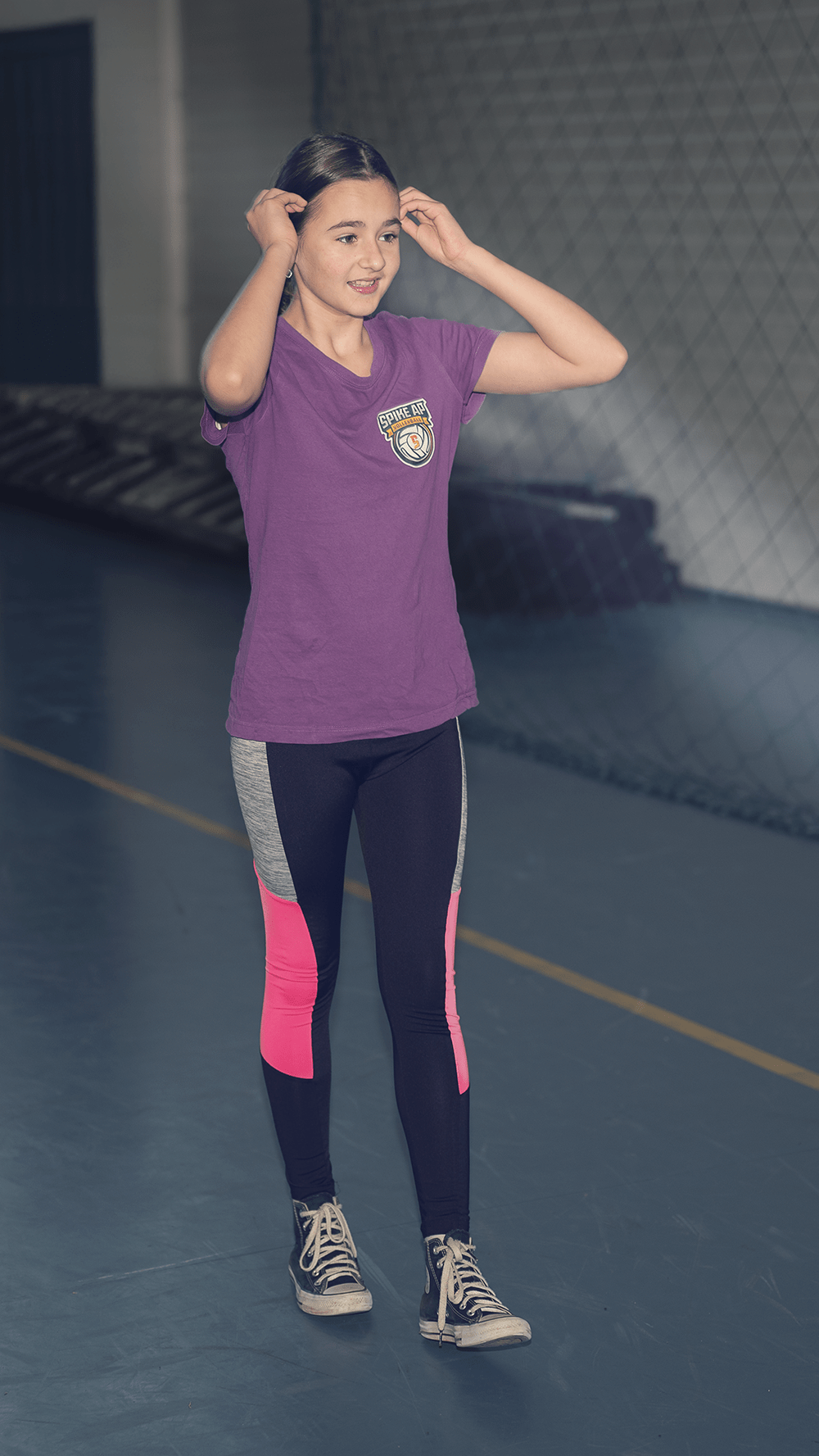 Fetele echipei în cerc, înainte de meci